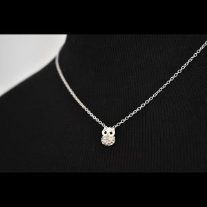 Silver owl charm necklace